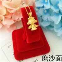 新款金店同款实心磨砂3D小天使项链女 镀金仿黄金锁骨链沙金项链送女朋友老婆情人节七夕生日礼物
