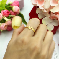 新款沙金戒指女心跳心电图食指开口时尚个性简约欧币镀金仿真戒指送女朋友老婆情人节七夕生日礼物