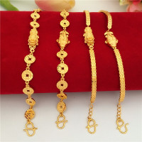 镀沙金铜钱貔貅手链男女钱币纹幸运福气黄金色仿黄金饰品久不掉色送女朋友老婆情人节七夕生日礼物