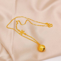 仿金饰品24K镀金沙金项链女 久不掉色假黄金雪花铃铛宫铃细锁骨链送女朋友老婆情人节七夕生日礼物