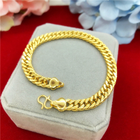 越南沙金手链假黄金镀金男女马鞭情侣久不掉色老板链光面手串手饰送女朋友老婆情人节七夕生日礼物