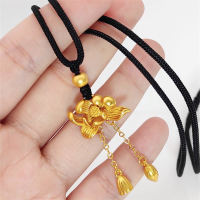 仿黄金越南沙金传承两世欢荷花吊坠项链百搭黑绳金店同款镀金链条送女朋友老婆情人节七夕生日礼物