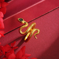 古法沙金蛇形戒指金蛇狂舞个性生肖铜合金饰品中国风男女吉祥配饰送女朋友老婆情人节七夕生日礼物