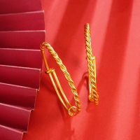 古法沙金麻花活口手镯可调节久不掉色铜镀金推拉手环直供直播送女朋友老婆情人节七夕生日礼物