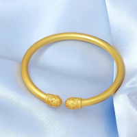 古法传承手镯女仿沙金仿真假黄金镀金实心两世欢素圈镯子结婚首饰送女朋友老婆情人节七夕生日礼物