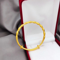 仿金越南沙金手镯推拉镀金假黄金富贵竹节磨砂手镯首饰女久不掉色送女朋友老婆情人节七夕生日礼物