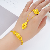 仿真越南沙金手链女 镀金转运花朵小清新手链假黄金手镯婚庆首饰送女朋友老婆情人节七夕生日礼物