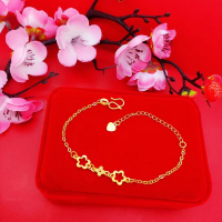 新款韩版仿越南沙金手链女镀金镂空花朵手环久不掉色仿黄金色饰品送女朋友老婆情人节七夕生日礼物