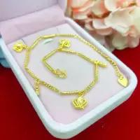 新款沙金镀金24K脚链女皇冠水滴百搭沙金饰品脚链可调节久不掉色送女朋友老婆情人节七夕生日礼物