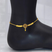 越南沙金转运珠脚链女性感百搭铜镀金脚饰仿黄金钱币铃铛久不掉色送女朋友老婆情人节七夕生日礼物