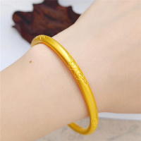 仿黄金镀金传承祥云心经手镯女越南沙金实心手环婚庆首饰久不掉色送女朋友老婆情人节七夕生日礼物