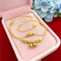 越南沙金转运珠脚链女性感百搭铜镀金脚饰仿黄金爱心铃铛久不掉色送女朋友老婆情人节七夕生日礼物