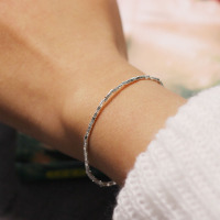 碎银几两手链纯银轻奢高级感小众碎银子送闺蜜简约古风方管手串女送女朋友老婆情人节七夕生日礼物