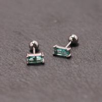 气质银饰简约百搭纯银耳钉女不过敏养耳洞耳饰时尚精致蓝钻螺丝送女朋友老婆情人节七夕生日礼物