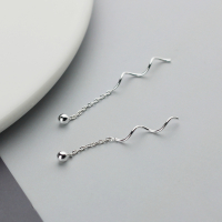 银饰新款925纯银流苏简约时尚耳线女防过敏气质耳饰扭曲小球耳线送女朋友老婆情人节七夕生日礼物