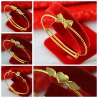 仿黄金女手镯沙金24K首饰可调节送女友天使翅膀镀金镯子送女朋友老婆情人节七夕生日礼物