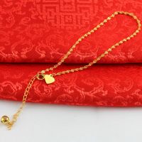 金满多 仿真黄金色水波纹链百搭脚链 女生脚踝链黄铜镀金保色持久送女朋友老婆情人节七夕生日礼物