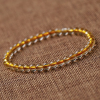 天然金发晶手链女唯美水晶饰品单圈手串小颗粒4毫米送女朋友老婆情人节七夕生日礼物