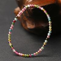 天然碧玺手链女款小颗粒尺寸3.5毫米天然水晶半宝石特色唯美手串送女朋友老婆情人节七夕生日礼物