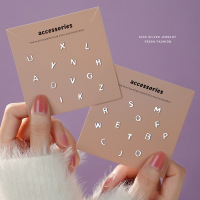 s999足银光面26字母耳钉ins简约个性百搭时尚气质DIY纯银耳骨耳饰送女朋友老婆情人节七夕生日礼物