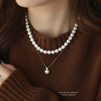 经典百搭单钻施家珠项链女s925纯银锁骨链高级感轻奢毛衣链代发送女朋友老婆情人节七夕生日礼物