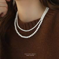fever同款法式复古轻奢施家珠项链女s925纯银小众百搭优雅锁骨链送女朋友老婆情人节七夕生日礼物