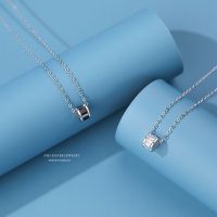 小蛮腰项链女纯银镶钻小众设计轻奢感锁骨链简约黑白锆石吊坠批发送女朋友老婆情人节七夕生日礼物