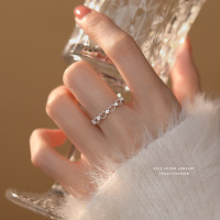 镂空爱心戒指女s925纯银甜美仙女风开口指环温柔气质食指戒代发送女朋友老婆情人节七夕生日礼物