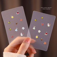 新款卡通爱心滴胶耳钉女s999纯银可爱猫咪兔子足银耳饰简约不对称送女朋友老婆情人节七夕生日礼物