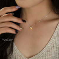 人鱼之泪S925纯银幻彩水晶项链小众设计轻奢高级感锁骨链气质项饰送女朋友老婆情人节七夕生日礼物