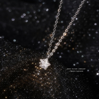 韩版轻奢高级感星星锆石项链女s999纯银超闪吊坠百搭足银锁骨链送女朋友老婆情人节七夕生日礼物