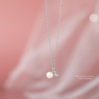 S925纯银樱桃淡水珍珠项链轻奢简约小众设计轻奢感珍珠锁骨链批发送女朋友老婆情人节七夕生日礼物