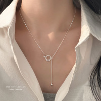 s925纯银环环相扣项链女流苏小圆球吊坠轻奢时髦简约高级感锁骨链送女朋友老婆情人节七夕生日礼物
