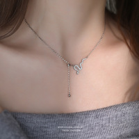 超闪满钻灵蛇项链s999纯银高级感潮流轻奢小众流苏锁骨链足银送女朋友老婆情人节七夕生日礼物