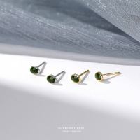 S999足银森系牛油果耳钉女潮小众设计感轻奢小众气质纯银耳饰代发送女朋友老婆情人节七夕生日礼物