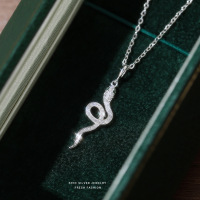 微镶满钻小灵蛇项链女s999纯银轻奢高级感足银锁骨链百搭本命年送女朋友老婆情人节七夕生日礼物