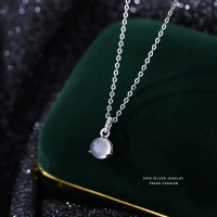 S999纯银新中式白玉髓项链女简约百搭气质高级感锁骨链饰品批发送女朋友老婆情人节七夕生日礼物