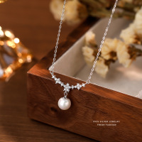 韩版温柔风甜美人鱼泪施家珠花朵项链女轻奢高级感小众设计锁骨链送女朋友老婆情人节七夕生日礼物
