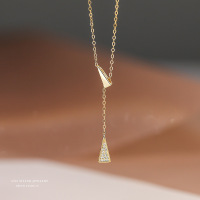云小舒S925纯银镀金大小细长三角项链女Y型吊坠小众气质锁骨链ins送女朋友老婆情人节七夕生日礼物