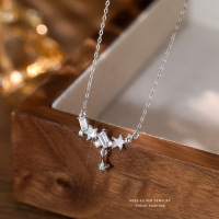 S925纯银精致小方锆满天星项链女ins小众设计高级轻奢锆石锁骨链送女朋友老婆情人节七夕生日礼物