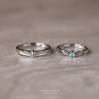 s925纯银七夕节公主与骑士月光石情侣对戒月光石恋人简约气质对戒送女朋友老婆情人节七夕生日礼物