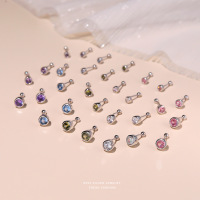 韩版超闪锆石耳钉女s999纯银轻奢百搭潮流拧螺丝耳饰男简约耳骨钉送女朋友老婆情人节七夕生日礼物