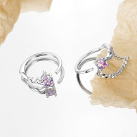 小众设计紫锆石不规则s925纯银戒指中性ins冷淡风关节戒闺蜜同款送女朋友老婆情人节七夕生日礼物