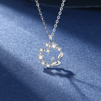 麦穗花环S999纯银项链精致时尚百搭锁骨链2024新款项饰品批发送女朋友老婆情人节七夕生日礼物