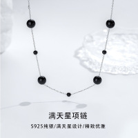 S925纯银纯黑满天星项链性感大气高级感锁骨链法式项饰品批发礼物送女朋友老婆情人节七夕生日礼物