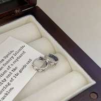 纯银耳饰小香风菱格做旧复古耳扣女小众ins冷淡风s925耳钉女秋冬送女朋友老婆情人节七夕生日礼物