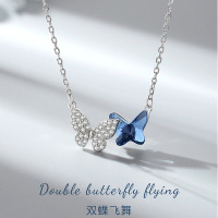 s925纯银蝴蝶项链女韩版甜美气质仙女吊坠跳动的心宋智雅同款项链送女朋友老婆情人节七夕生日礼物