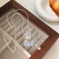 925纯银双爱心项链女ins小众设计锁骨链流苏麻花吊坠项饰礼物批发送女朋友老婆情人节七夕生日礼物