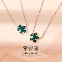 常青藤孔雀石纯银项链s925女夏季轻奢锁骨链小众设计感送女友批发送女朋友老婆情人节七夕生日礼物