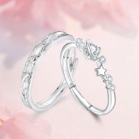 恋爱频率星星纯银999情侣对戒轻奢小众设计戒指星球手饰品520礼物送女朋友老婆情人节七夕生日礼物